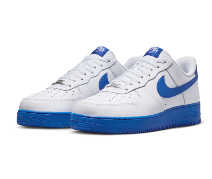 Nike Air Force 1 Low Sneakers - White with Royal Blue Soles