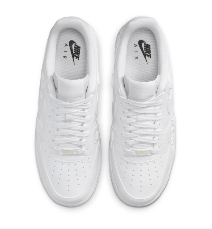 Nike Air Force 1 Low Sneakers - All White with Raised Rose Details