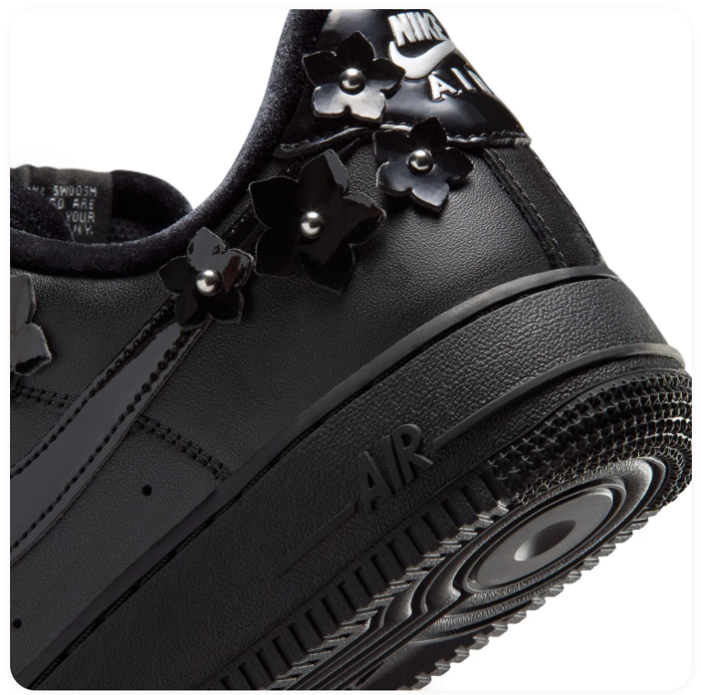 Nike Air Force 1 Low Sneakers - Black with Floral Details