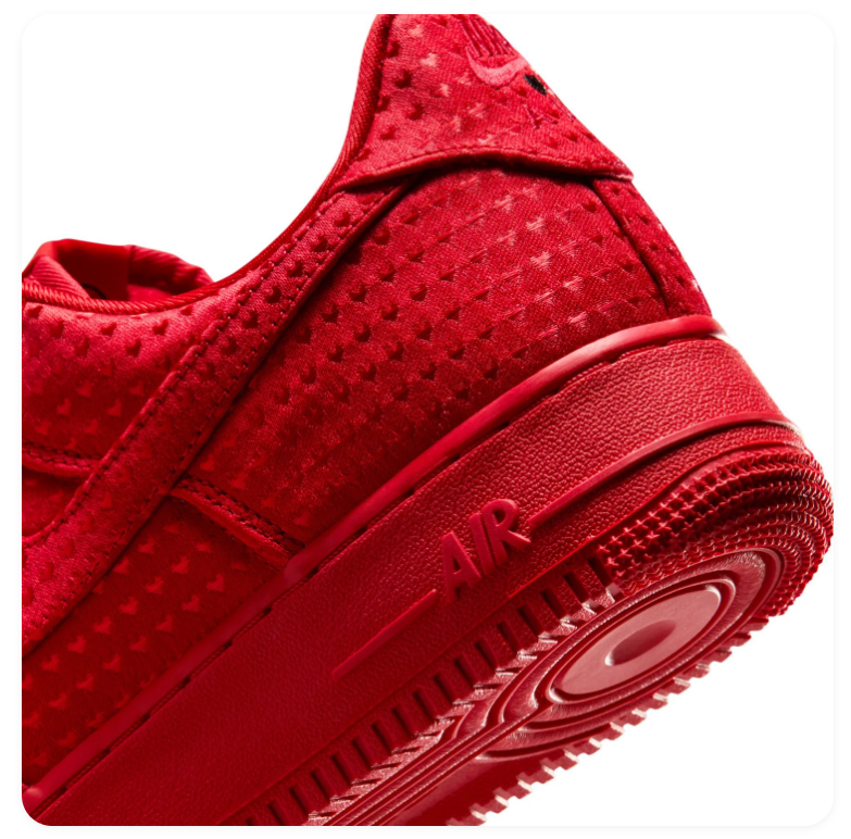 Nike Air Force 1 Low Sneakers - Red with Heart-Pattern Details