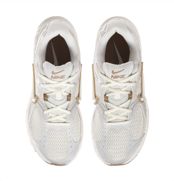 Nike Running-Style Sneakers - White, Silver Gray & Gold