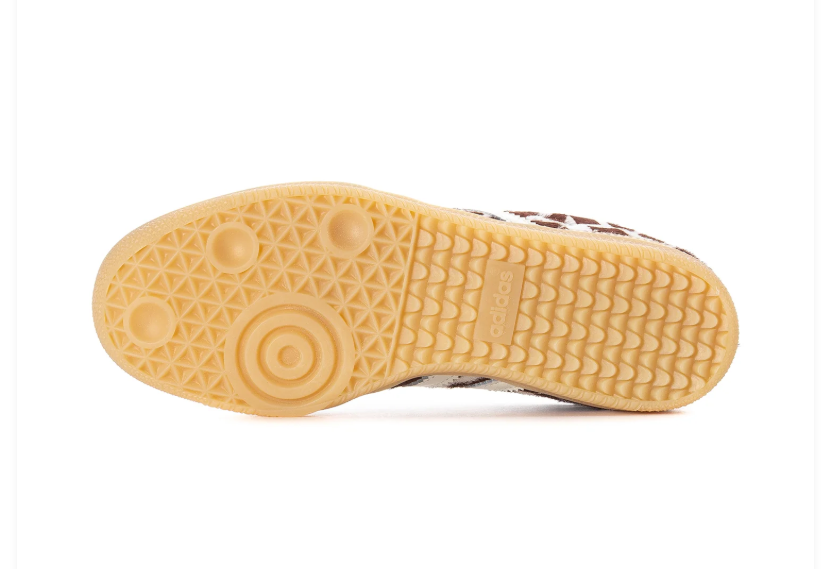 adidas Cow-Print Sneakers – Brown & Cream with Light Blue Laces