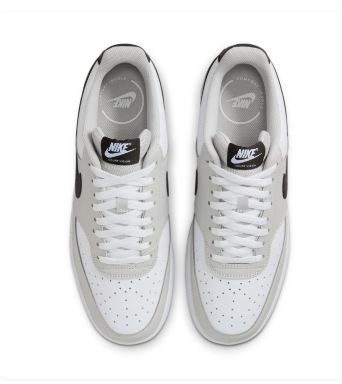 Nike Court Vision Low Sneakers - White, Light Gray & Black