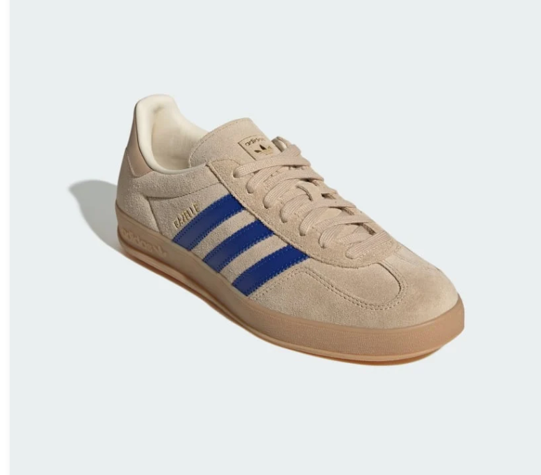 adidas Gazelle Sneakers – Beige & Royal Blue with Gum Sole
