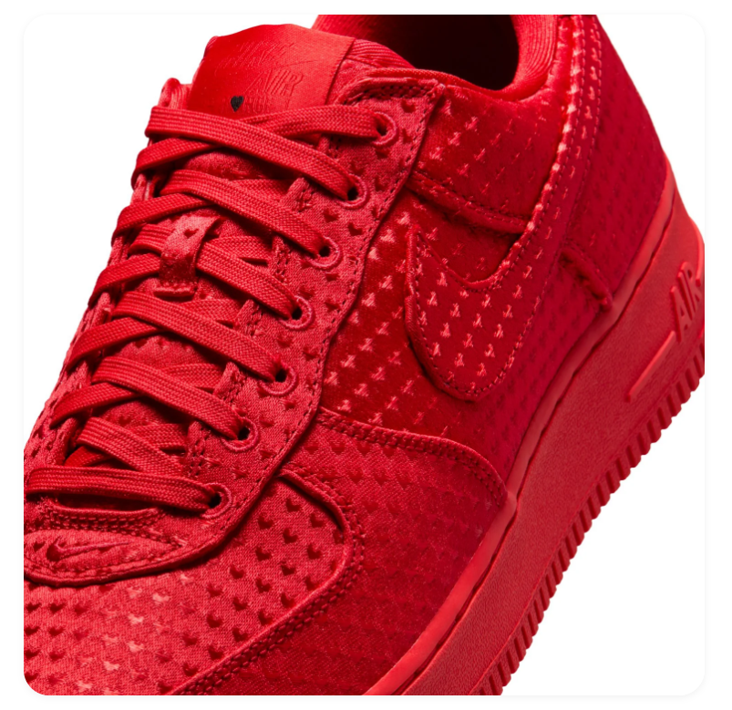 Nike Air Force 1 Low Sneakers - Red with Heart-Pattern Details