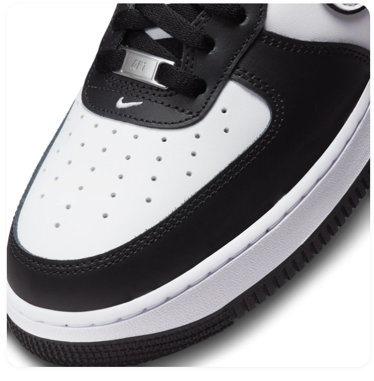 Nike Air Force 1 Low Sneakers - Black & White with Outlined Swooshes