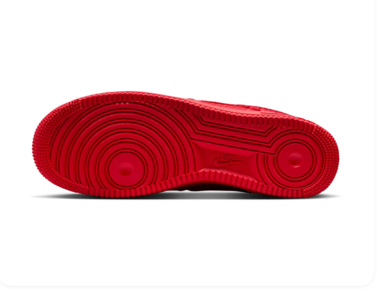 Nike Air Force 1 Low Sneakers - Red with Heart-Pattern Details