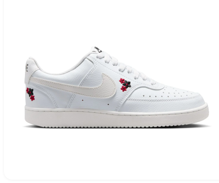 Nike Low-Top Sneakers - White & Cream with Floral Embroidery