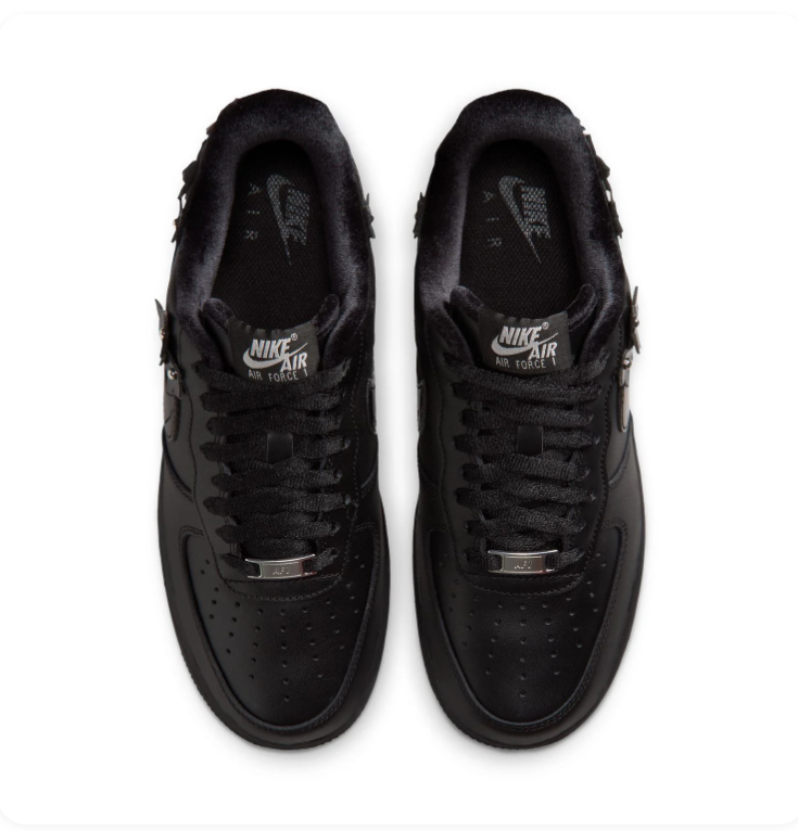 Nike Air Force 1 Low Sneakers - Black with Floral Details