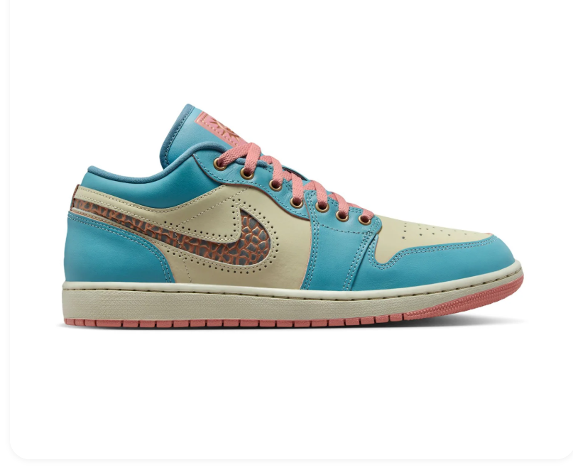 Air Jordan Low-Top Sneakers - Turquoise, Cream & Coral Pink