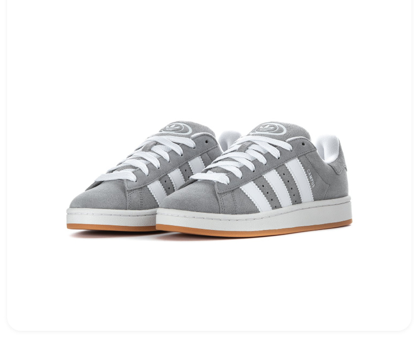 adidas Campus Sneakers – Grey & White with Gum Outsole