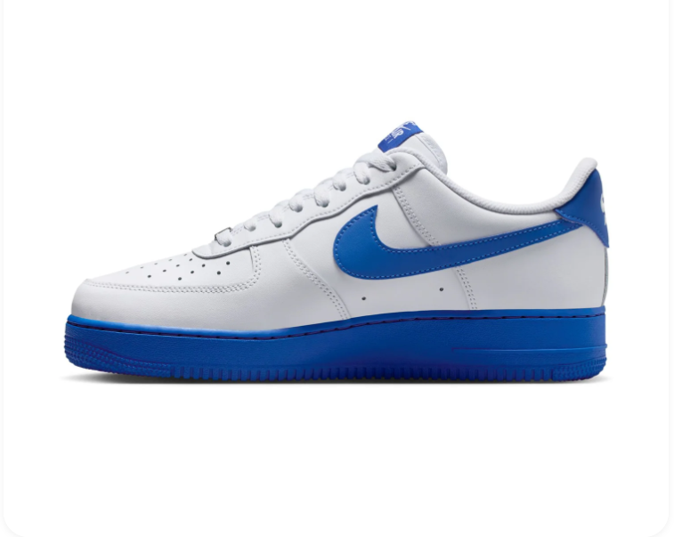 Nike Air Force 1 Low Sneakers - White with Royal Blue Soles