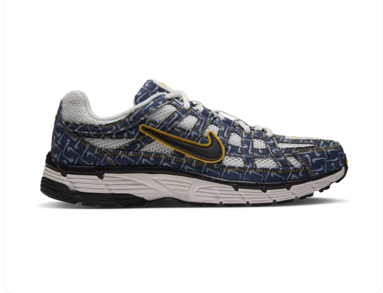 Nike Retro-Style Sneakers - Navy, White & Yellow