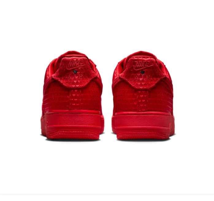 Nike Air Force 1 Low Sneakers - Red with Heart-Pattern Details