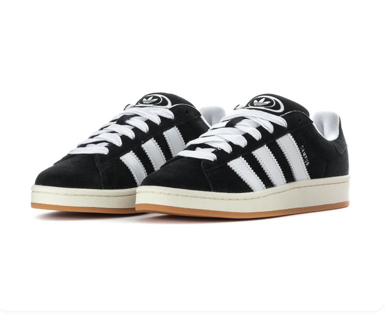 adidas Campus Sneakers – Black, White & Gum with White Laces