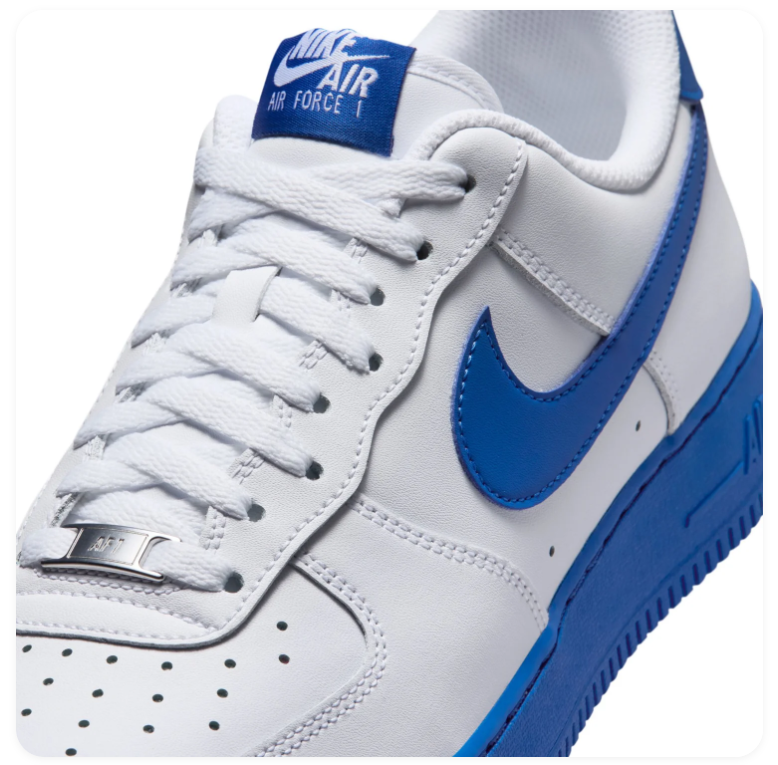 Nike Air Force 1 Low Sneakers - White with Royal Blue Soles