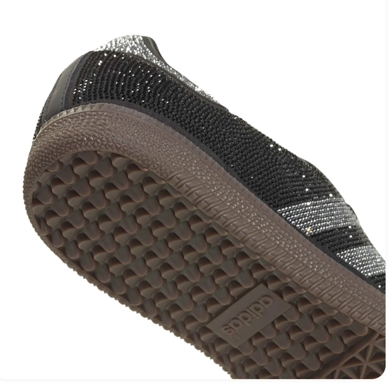 adidas Embellished Sneakers – Black & Silver with Brown Sole