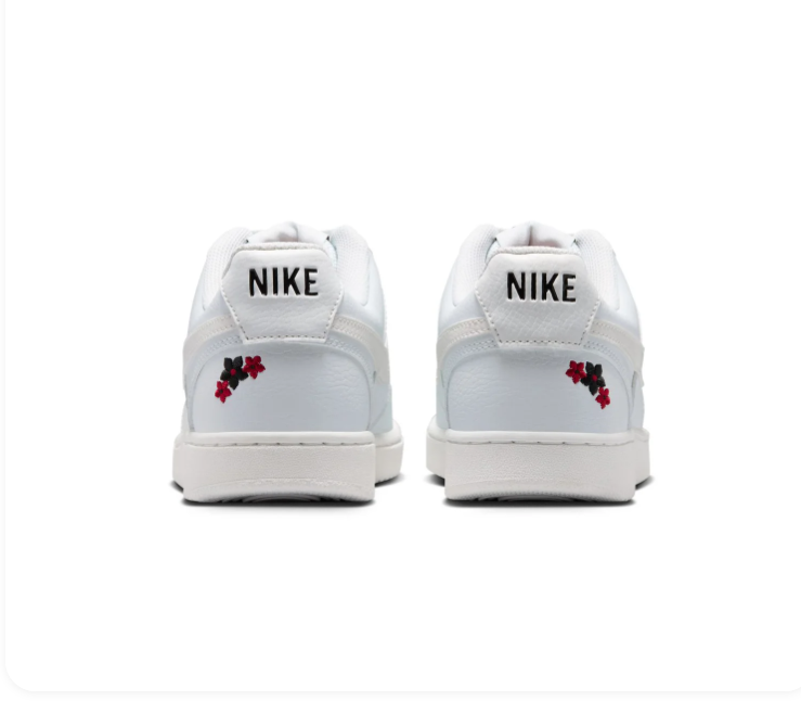 Nike Low-Top Sneakers - White & Cream with Floral Embroidery