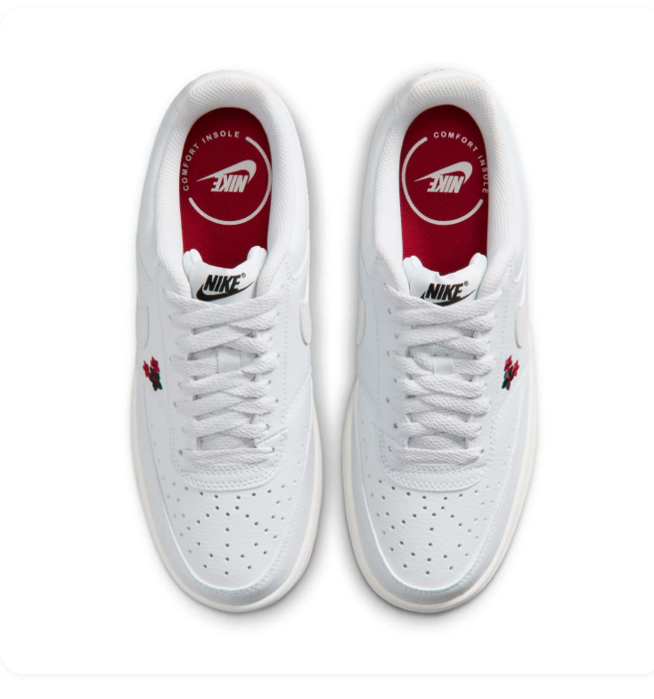 Nike Low-Top Sneakers - White & Cream with Floral Embroidery
