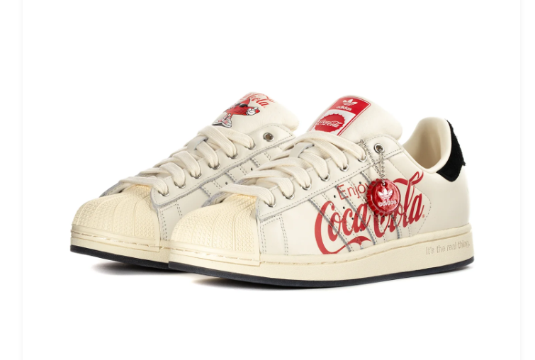 adidas Coca-Cola Graphic Shell-Toe Sneakers – Cream, Red & Black