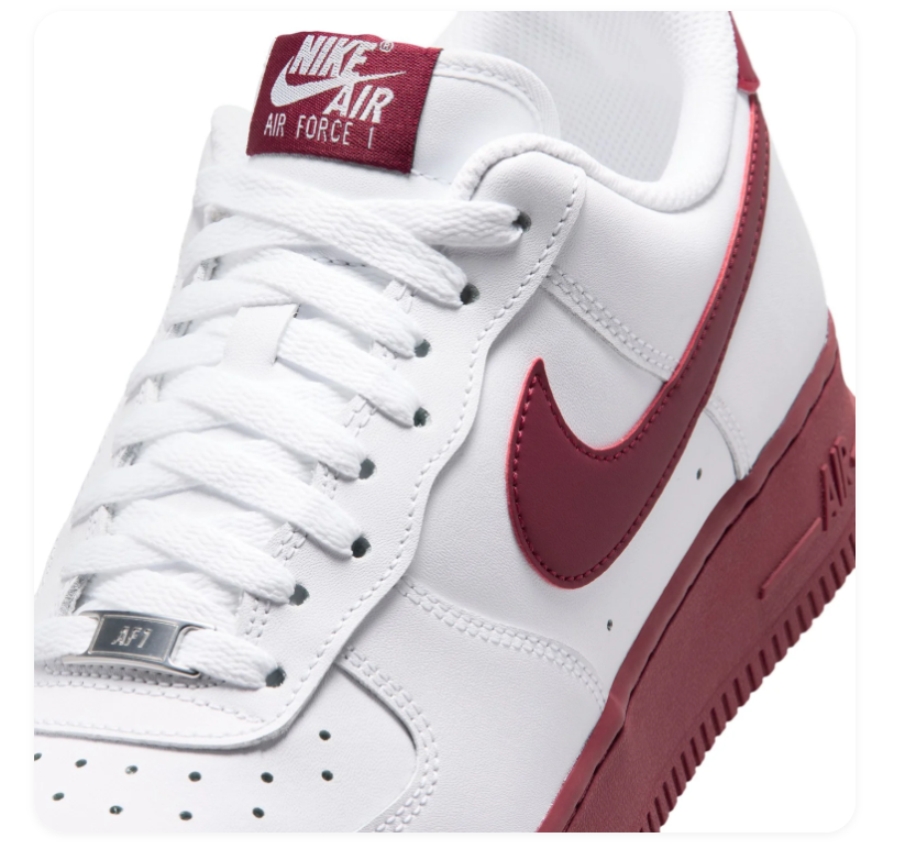 Nike Air Force 1 Low Sneakers - White & Burgundy