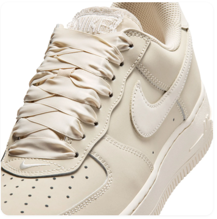 Nike Air Force 1 Low Sneakers - Cream with Ribbon Laces