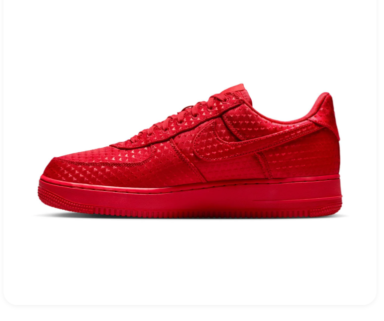 Nike Air Force 1 Low Sneakers - Red with Heart-Pattern Details