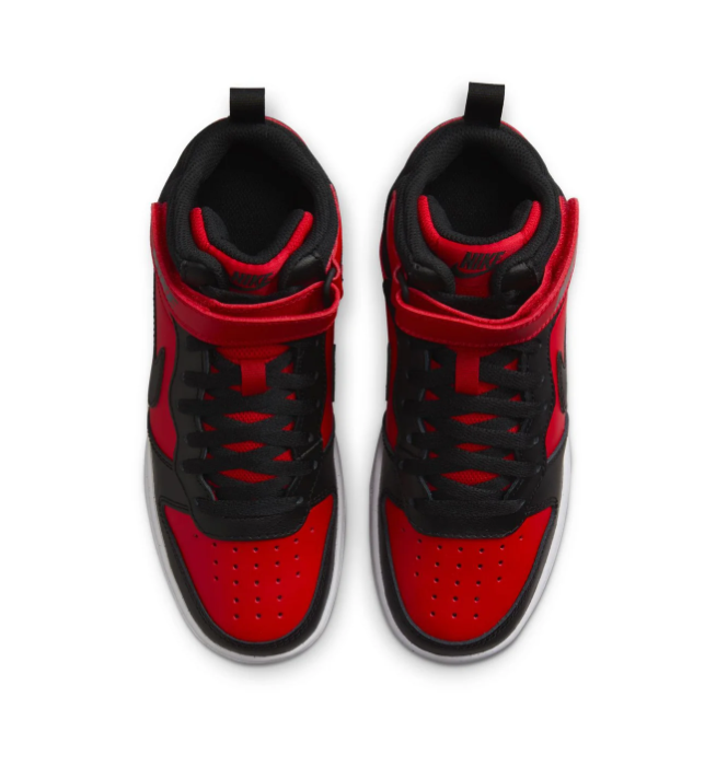 Nike Mid-Top Sneakers - Red, Black & White with Ankle Strap