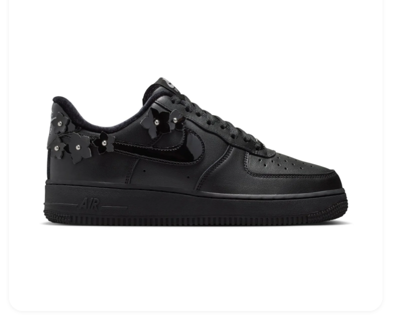 Nike Air Force 1 Low Sneakers - Black with Floral Details