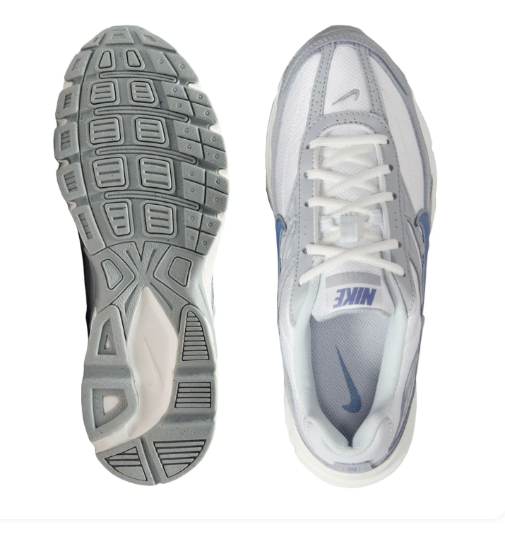 Nike Retro-Style Sneakers - White, Silver Gray & Blue
