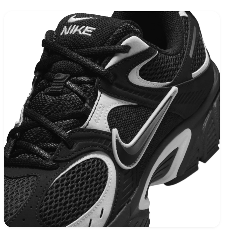 Nike Retro-Style Sneakers - Black, White & Silver Gray