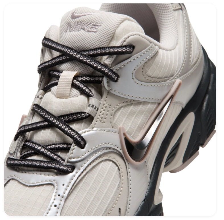 Nike Running-Style Sneakers - Cream, Silver Gray & Black