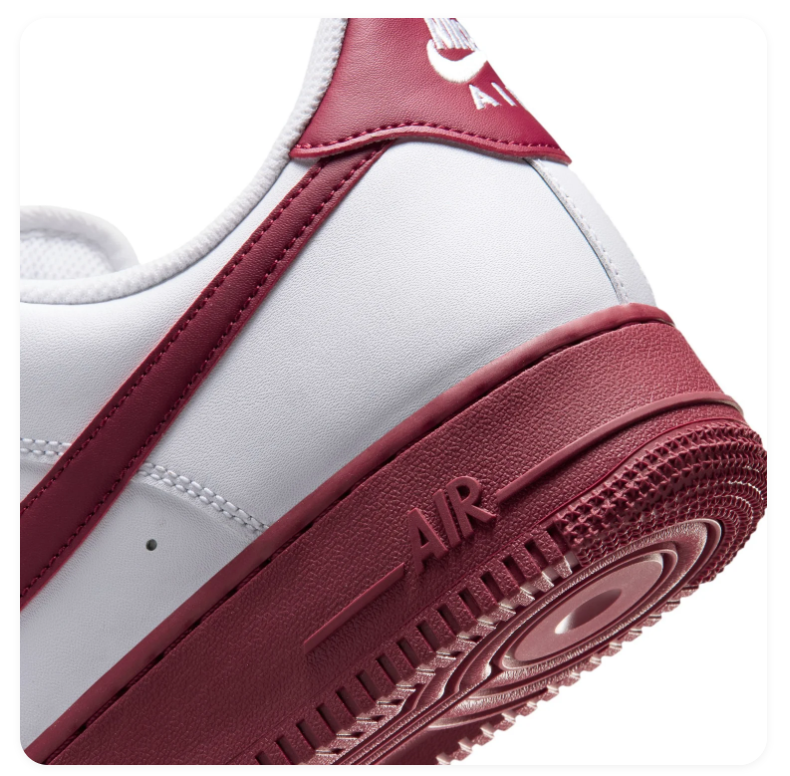 Nike Air Force 1 Low Sneakers - White & Burgundy