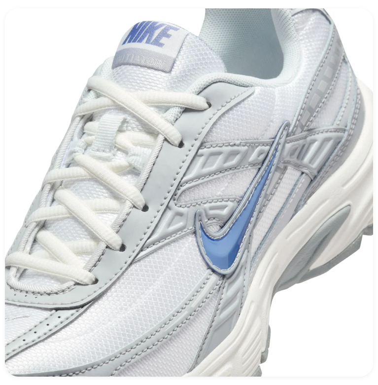 Nike Retro-Style Sneakers - White, Silver Gray & Blue