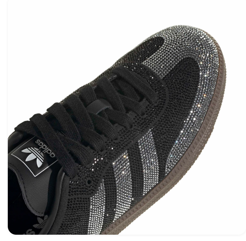 adidas Embellished Sneakers – Black & Silver with Brown Sole