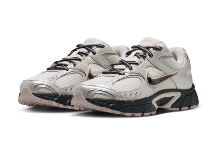 Nike Running-Style Sneakers - Cream, Silver Gray & Black