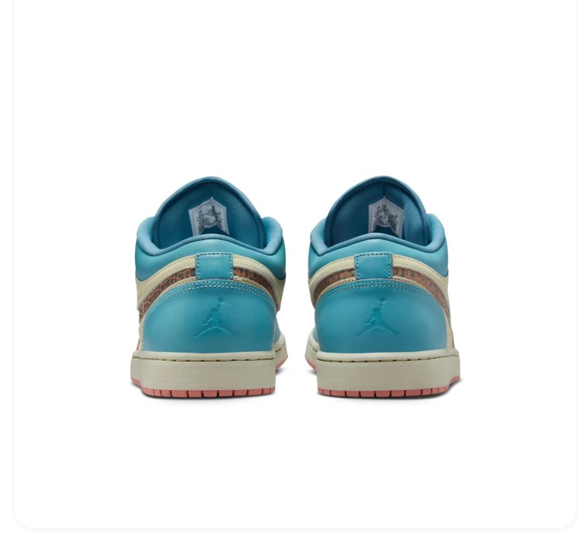 Air Jordan Low-Top Sneakers - Turquoise, Cream & Coral Pink