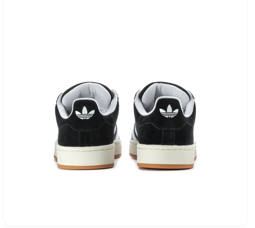 adidas Campus Sneakers – Black, White & Gum with White Laces