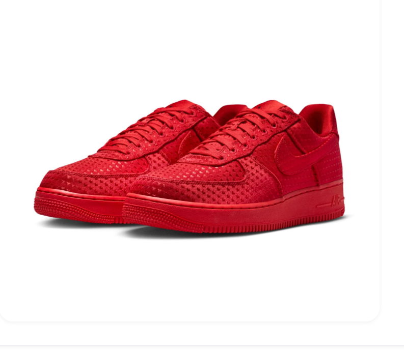 Nike Air Force 1 Low Sneakers - Red with Heart-Pattern Details