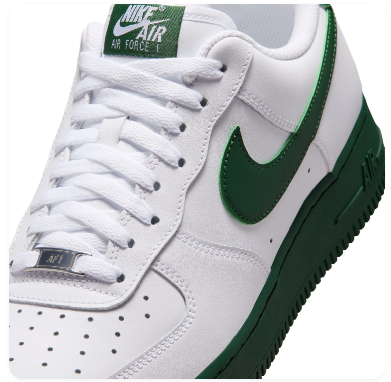 Nike Air Force 1 Low Sneakers - White & Forest Green