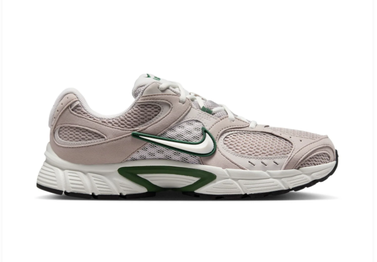 Nike Retro-Style Sneakers - Light Taupe, White & Forest Green