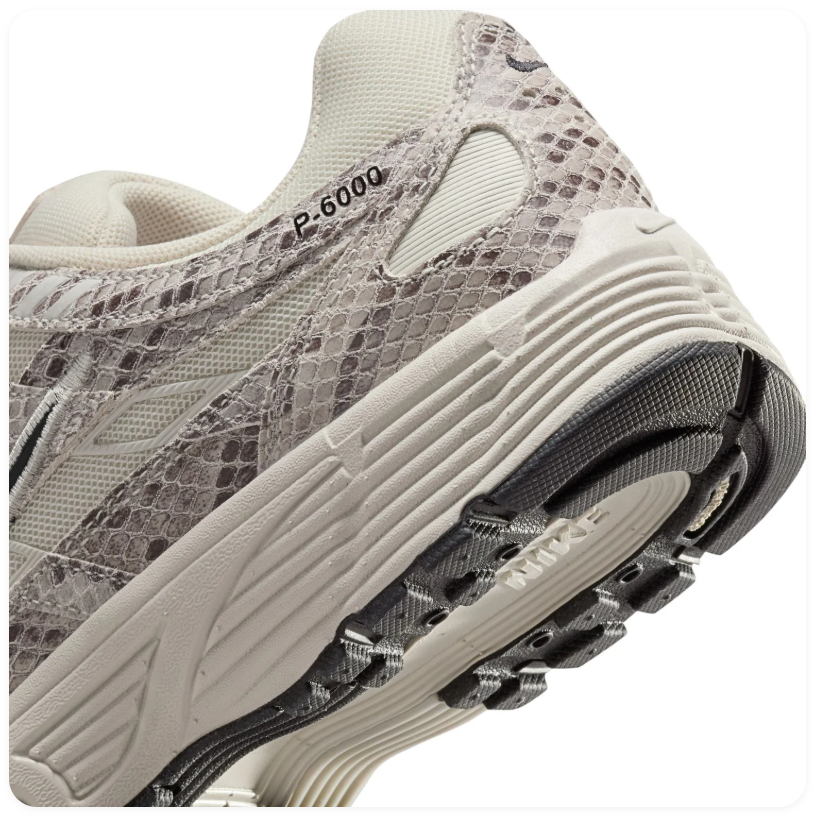 Nike P-6000 Sneakers - Cream & Gray Snakeskin Print