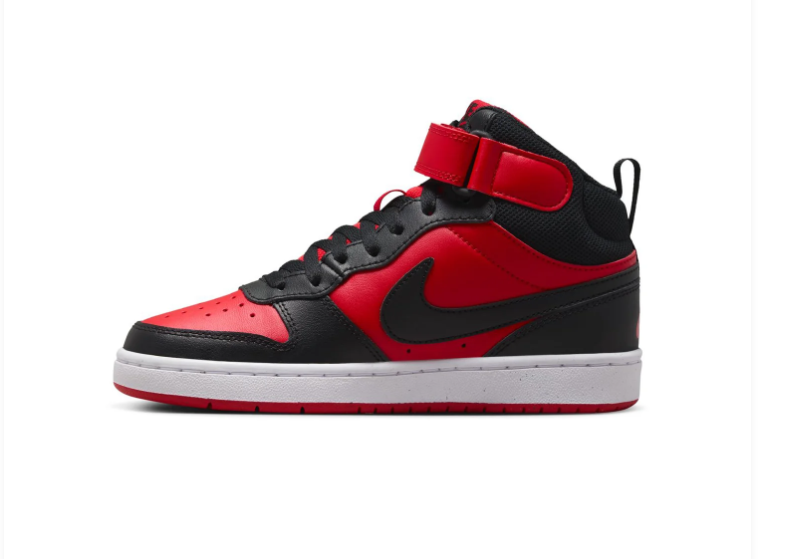 Nike Mid-Top Sneakers - Red, Black & White with Ankle Strap