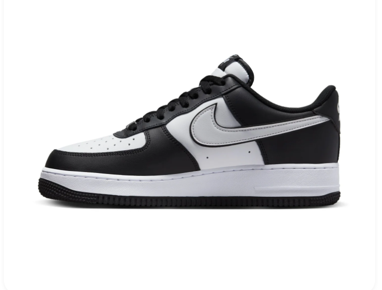 Nike Air Force 1 Low Sneakers - Black & White with Outlined Swooshes