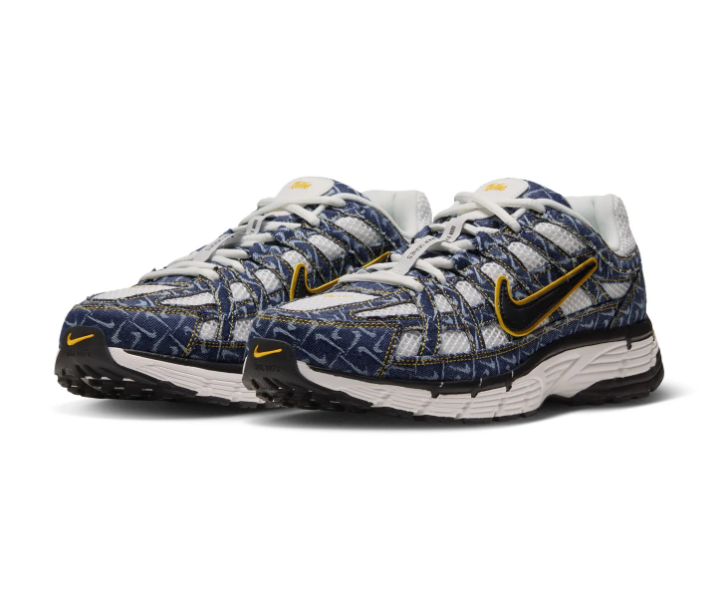 Nike Retro-Style Sneakers - Navy, White & Yellow