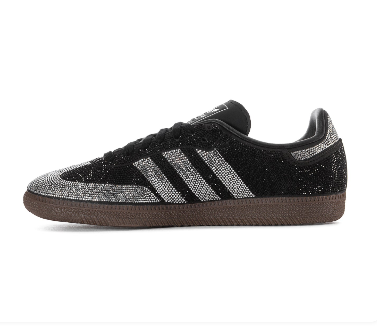 adidas Embellished Sneakers – Black & Silver with Brown Sole
