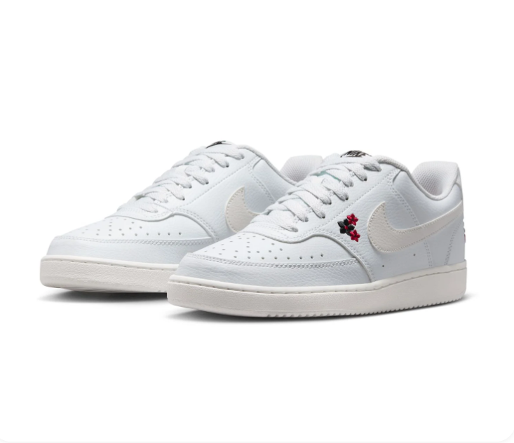 Nike Low-Top Sneakers - White & Cream with Floral Embroidery