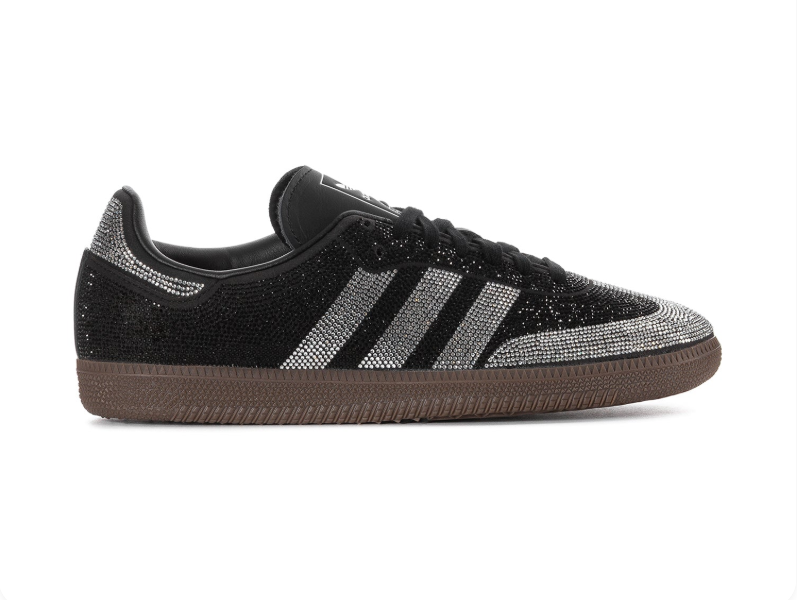 adidas Embellished Sneakers – Black & Silver with Brown Sole