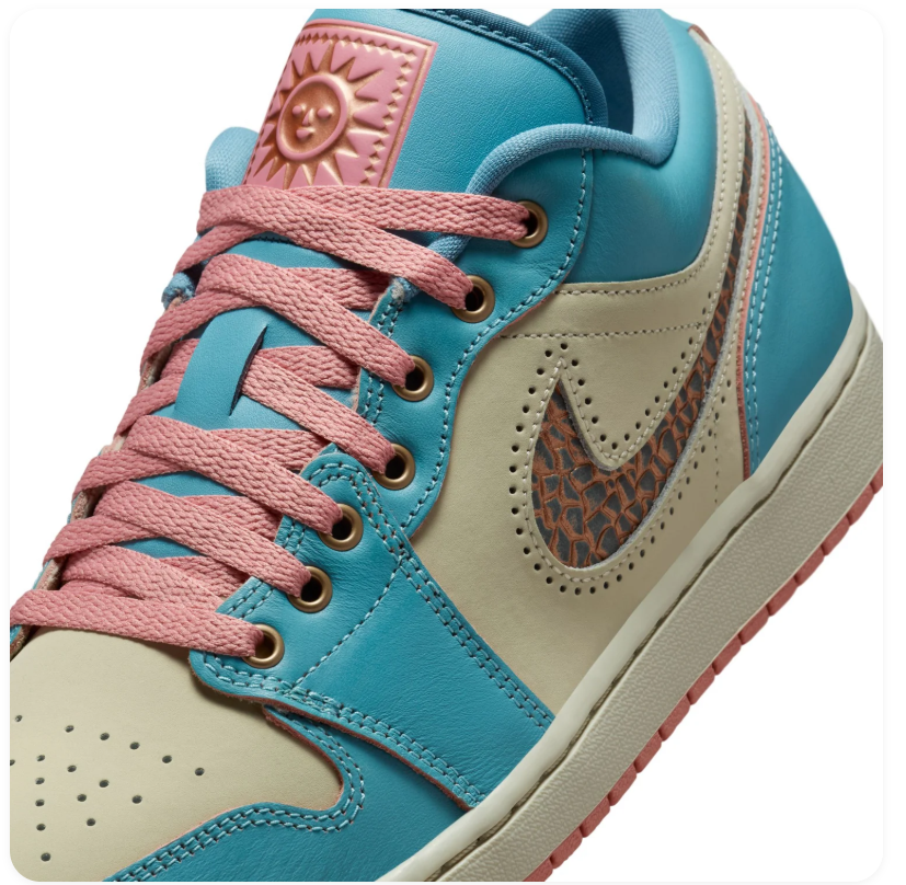 Air Jordan Low-Top Sneakers - Turquoise, Cream & Coral Pink