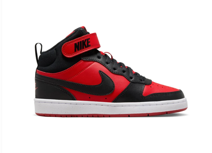 Nike Mid-Top Sneakers - Red, Black & White with Ankle Strap
